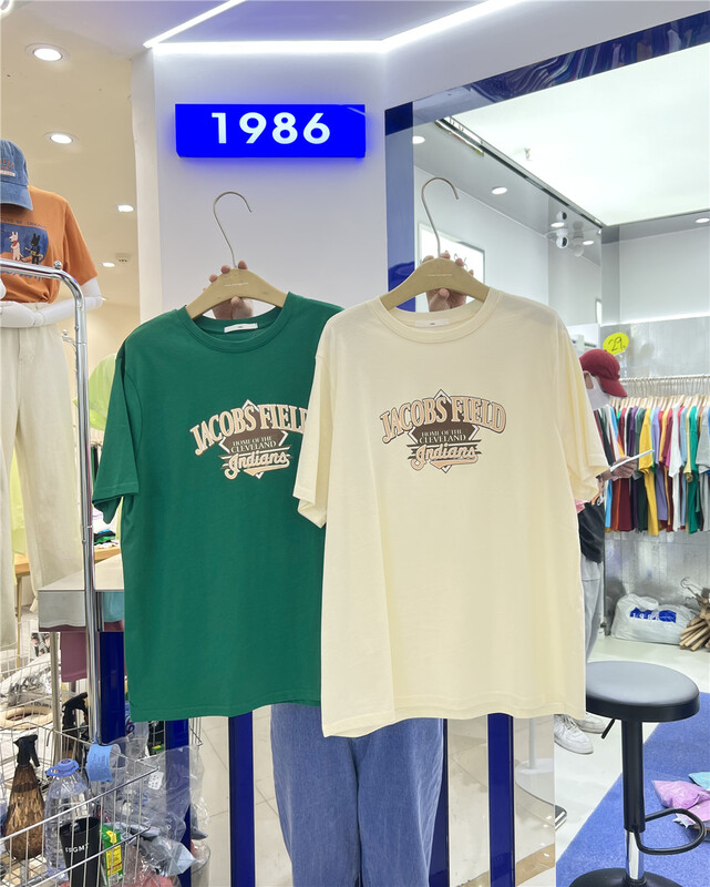 [1986] crew neck versatile letter print short sleeve T-shirt f1266# LSL