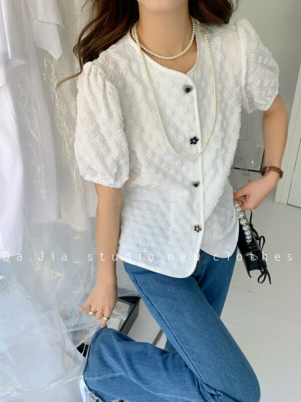 【DAJIA】泡泡紋理雪紡氣質舒服小衫  22227#  CLS