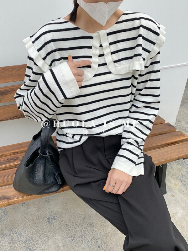 New year in early spring! [hot Huola is me] Korean doll neck stripe age reducing sweater 3133# cqw