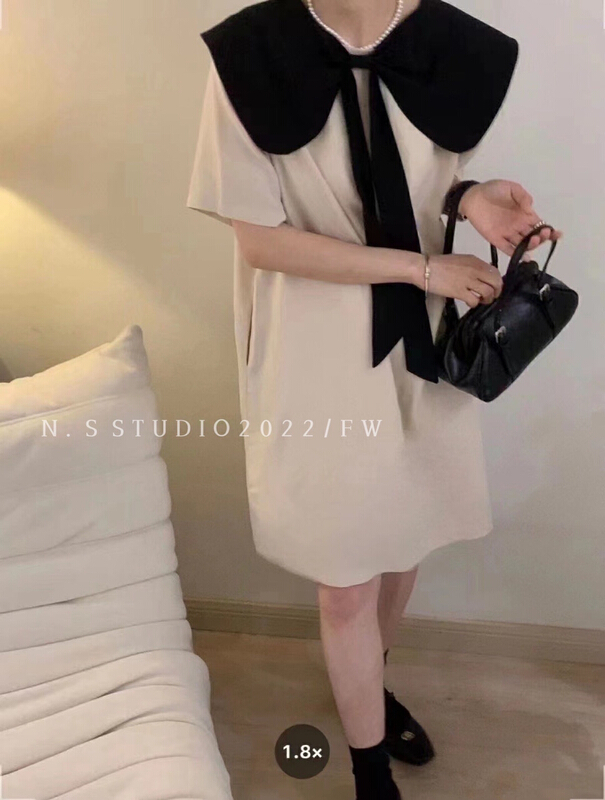 [rasion] Korean color contrast fashion dress 6472# LSL