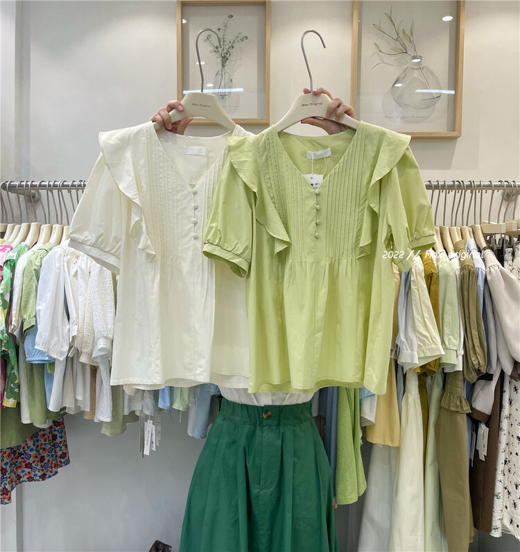 New in early summer! [Max original] Korean V-neck button up shirt 98123# HBx