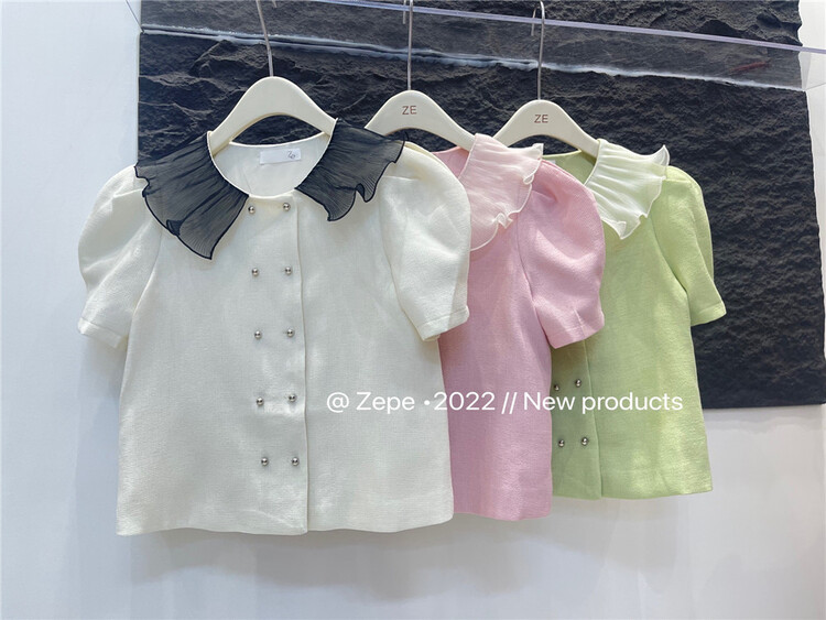 New in early summer! [Ze] Korean double breasted shirt 8536# ll