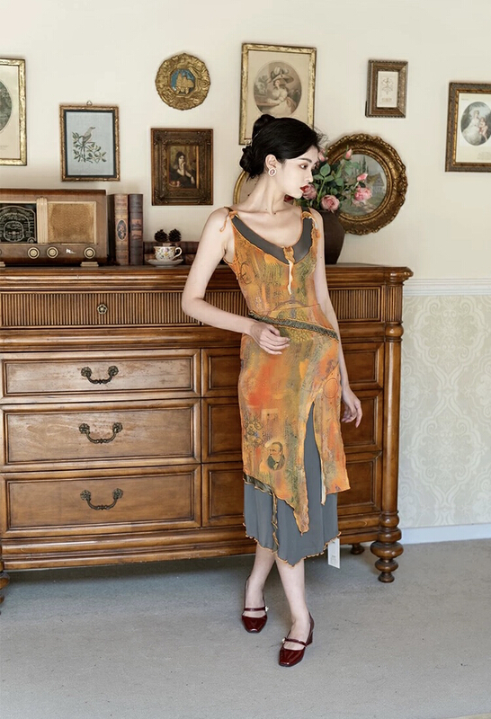 [AC] French Vintage irregular mesh dress 6892# JJ