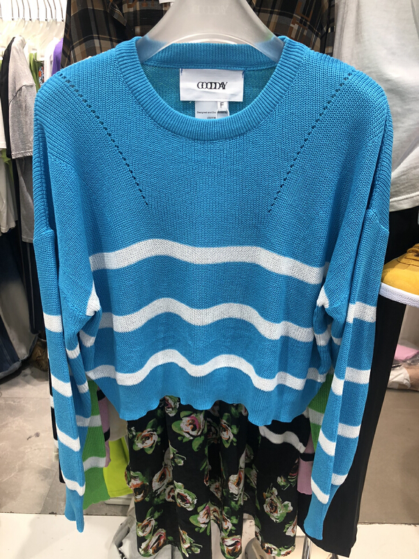 [good day] striped comfortable Korean knit shirt (only for tops) 6048# CSX