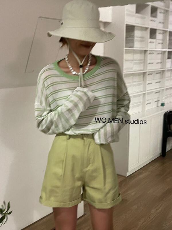 [Wo / men] striped loose fit T-shirt 2999# zxl