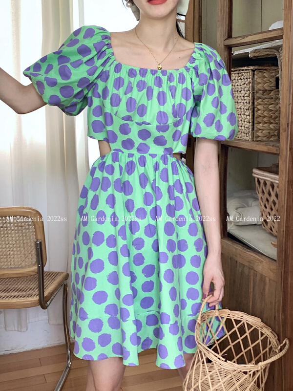Stock! [neeko] square neck, off shoulder, two-way design, hollow out waist dress 3556\pcz