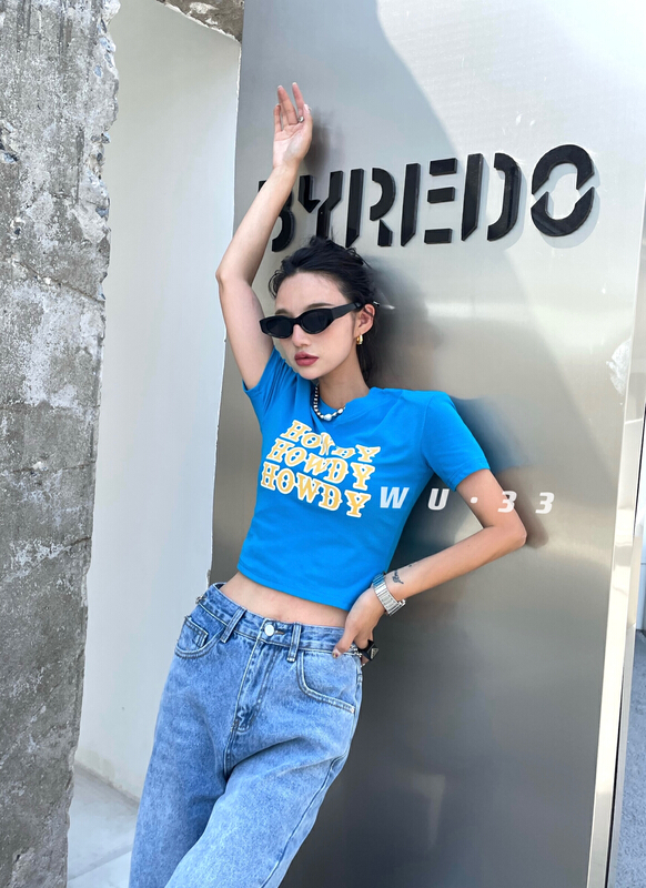 [Wu. 33] simple and versatile letter Casual Short Sleeve T-shirt 22261# WTT