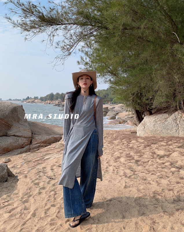 New year in early spring! [MRA] Korean versatile slim wide leg jeans m1803# zxl