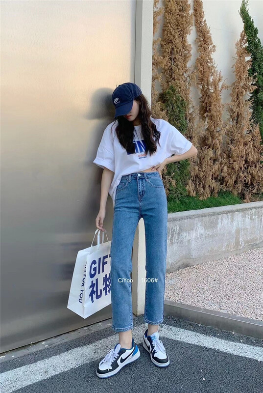 New year in early spring! [grapefruit] net version nine point small straight jeans 1606# hjy