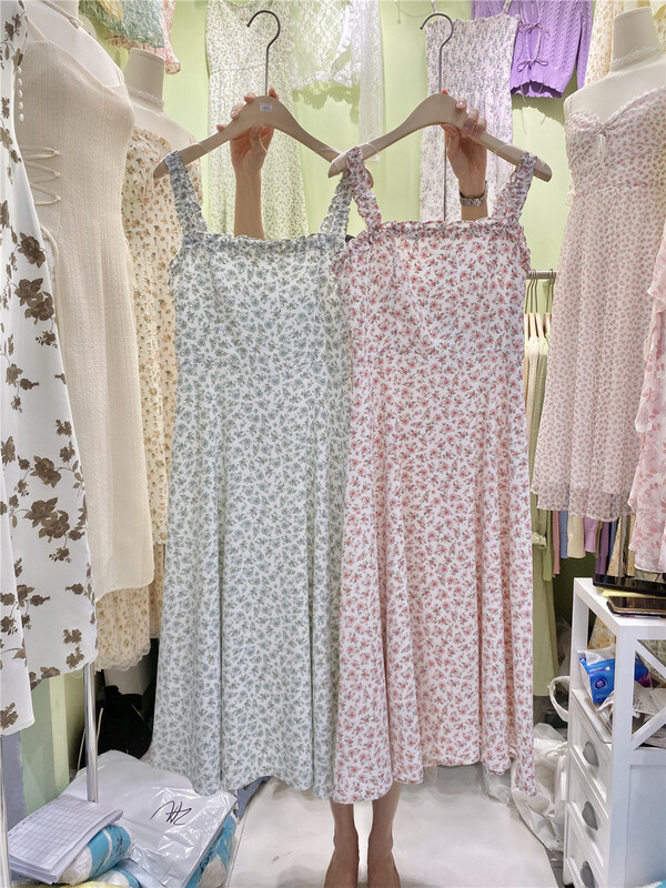 New in early summer! [6 + 6] Korean floral suspender dress 2060# zxx