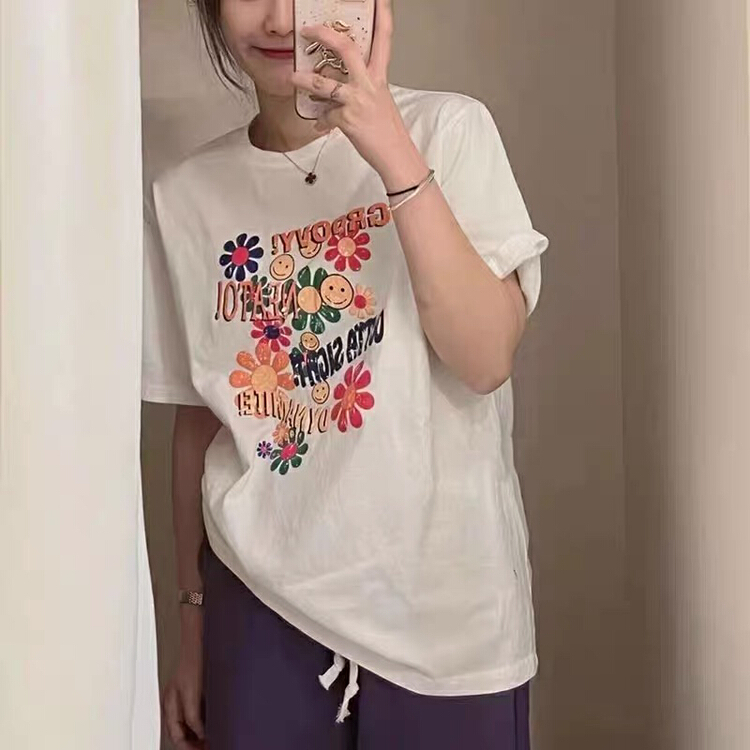 New in early summer! [Yuanxi · elements] round neck cotton versatile printed short sleeve T-shirt (T-shirt only) 1897# WTT
