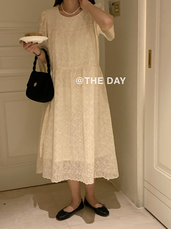 [the day] Korean lace lady dress (with waist rope) ys1-8932# ll