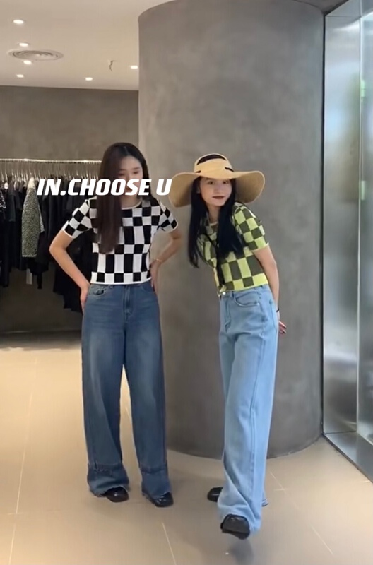 New year in early spring! [in. Choose u] Plaid crew neck slim knit 69262# zxl