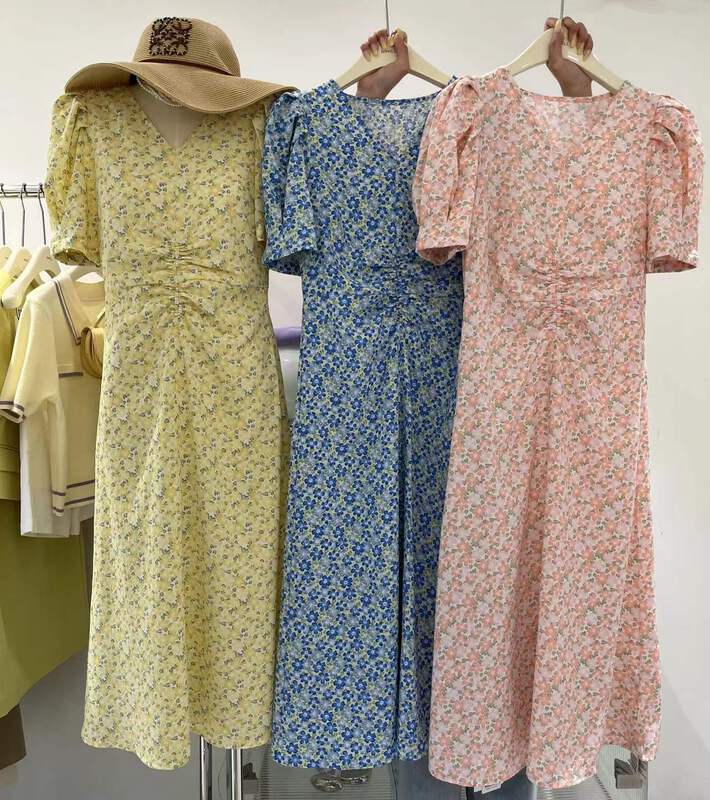 [namil] floral pleated V-neck dress 2010# LSW