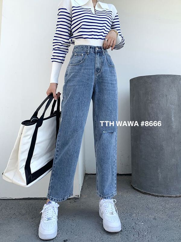[Wawa] High Waist Wide Leg loose jeans 08666# CJJ