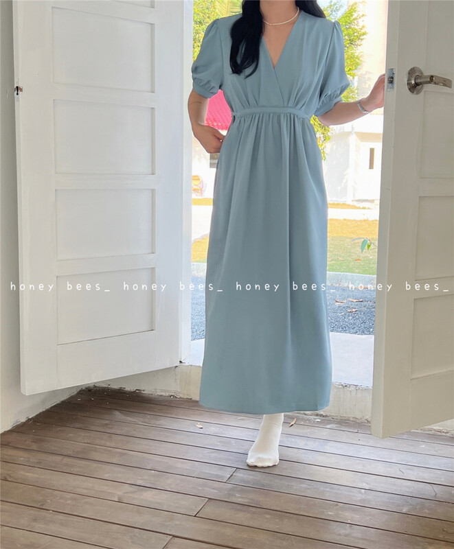 [honeybees] V-neck lady dress ys1-8855# L