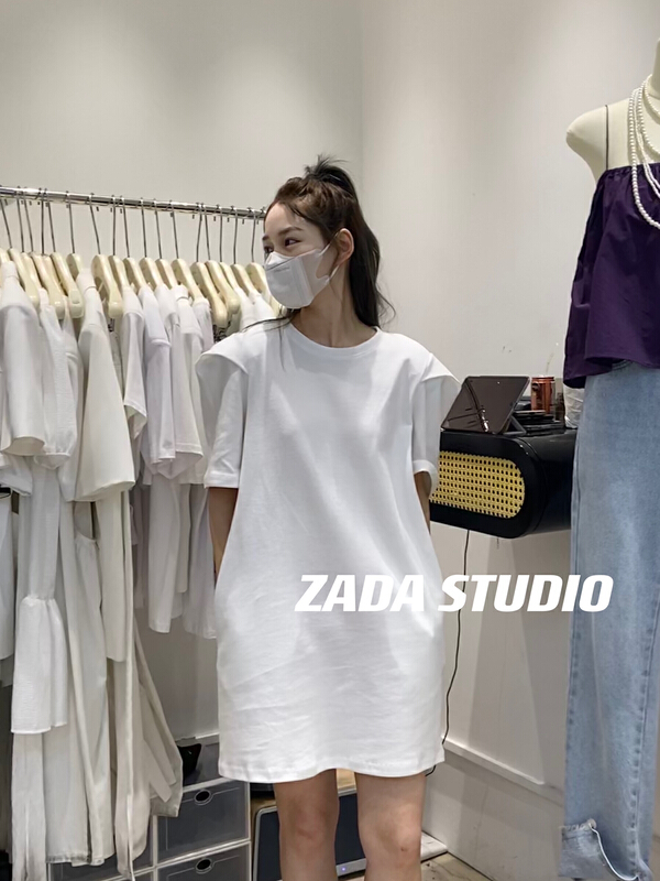 [Zada] crew neck solid simple dress 3279# WTT