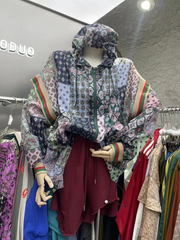 [dodo] loose zipper printed short coat ys2-3159# zyh