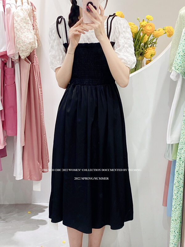 goods in stock! New in early summer! [teem ing] fashion fake two medium length dresses 22t077# hjy