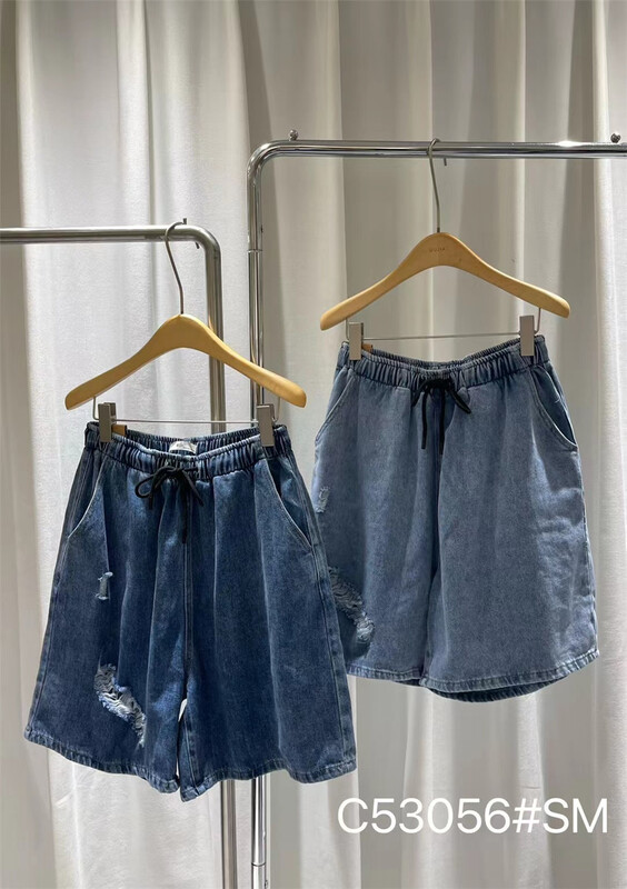 [Mujia Mujia] Korean version hole breaking foundation versatile denim shorts c53056# L