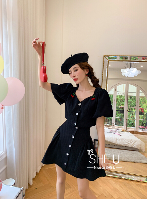 goods in stock! New in early summer! [she u] romantic girl a puts on a versatile skirt c80152# cqw