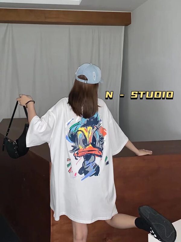 【N】 Large back cartoon print Pullover short sleeve T-shirt 0837# WTT