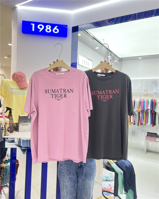 [1986] round neck lettered fashion short sleeve T-shirt c845# LSL