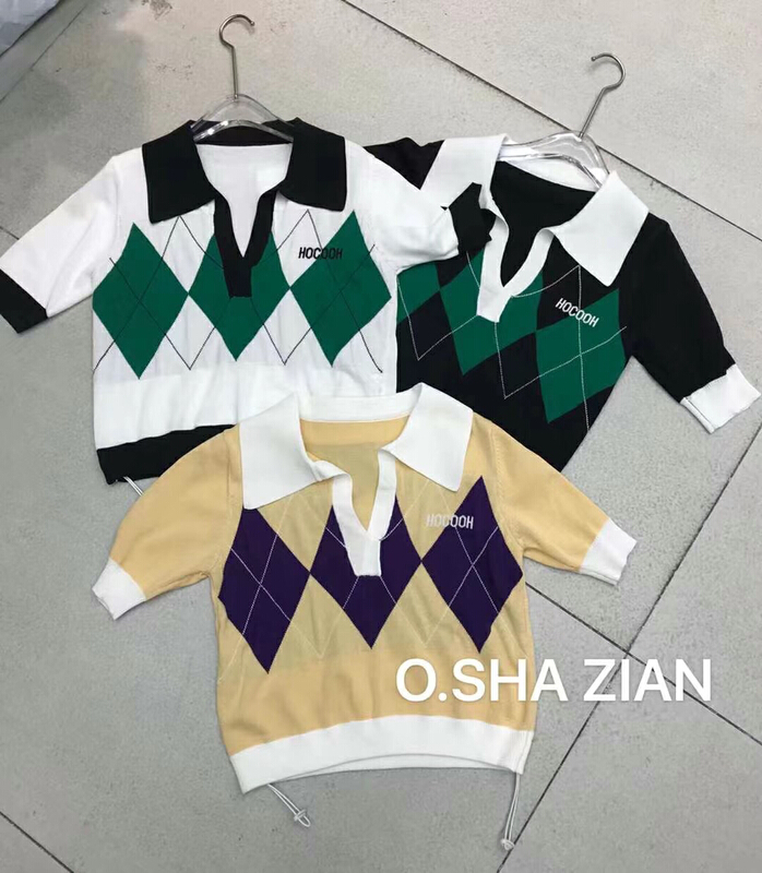 [o.shazidian] Lingge short sleeved sweater 6016# CSX
