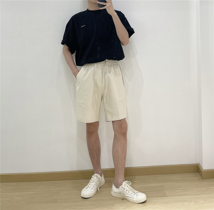 New in early summer! [small ares] drawstring elastic waist versatile casual shorts 828# ZZL