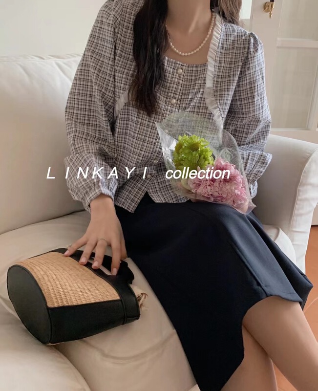 New year in early spring! [linkayi] Korean Vintage plaid shirt 30020# hjy