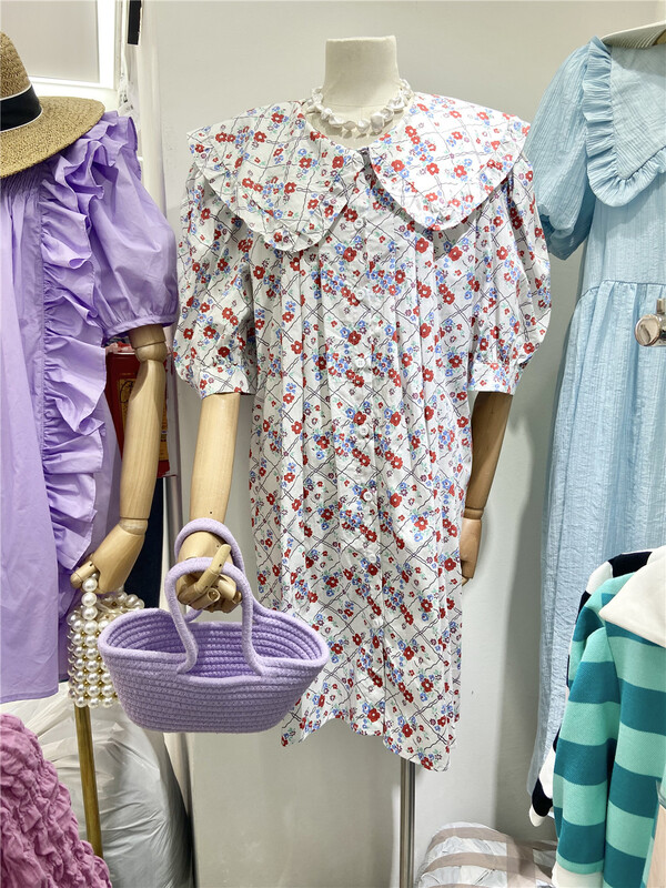 New in early summer! [Yan Sha] baby collar floral Pleated Dress 141# CLS