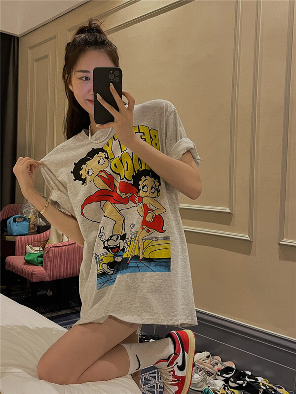 [Wu / u] cartoon printed Casual Short Sleeve T-shirt w507# LSL