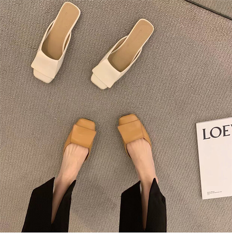 [DS. Gift] niche design square head low flat heel shoes 5241# LSL