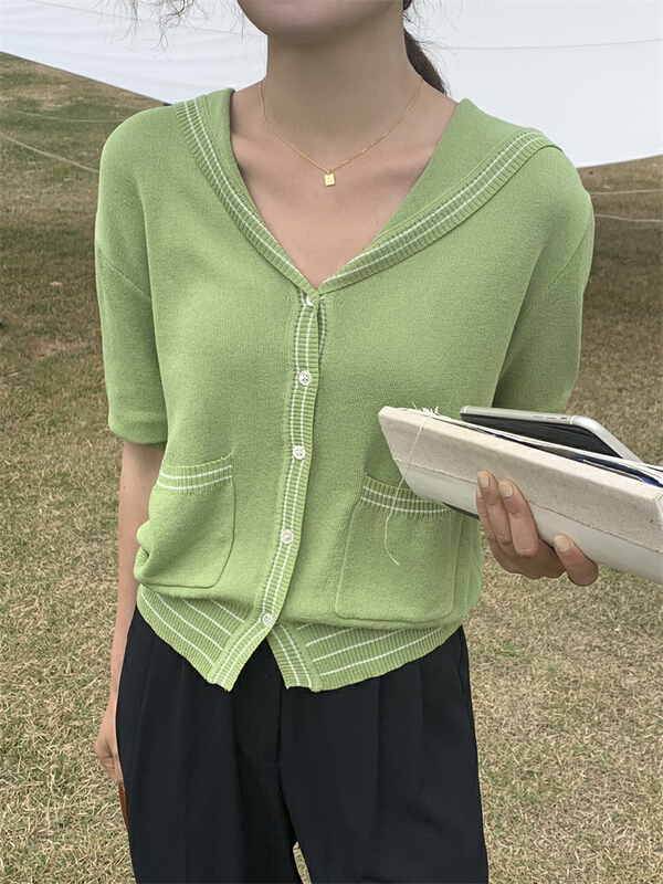 [about me] design sense fashion versatile knitted cardigan 229007# cqw