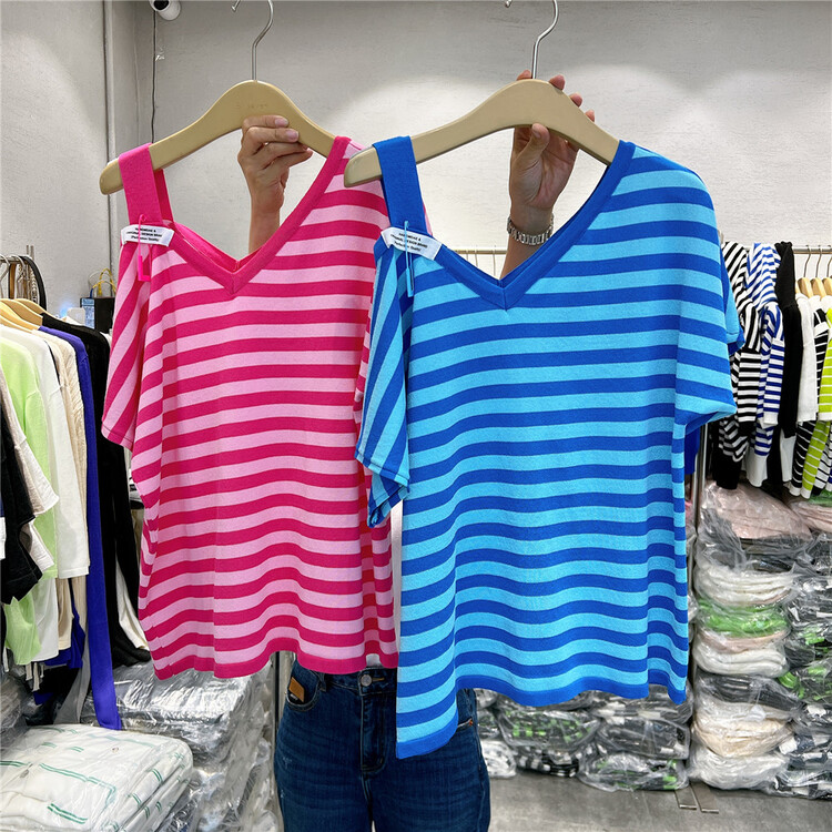 [s'seven] one shoulder fashion versatile short sleeve T-shirt 2980# XYJ