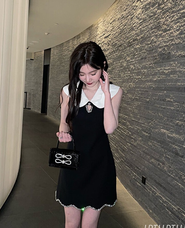 New in early summer! [Linna] small fragrance temperament double neck sleeveless dress 124547# zxx