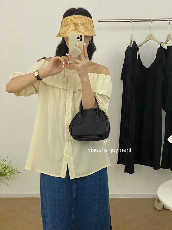 [ve] Korean style loose one neck shirt v99002# HBx
