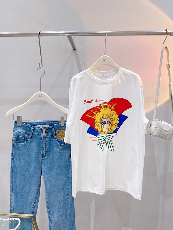 New year in early spring! [sun] cartoon printed Casual Short Sleeve T-shirt t2002# jhy