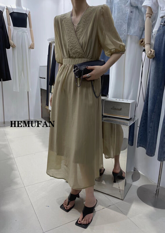 New year in early spring! [hemufan khmufan] V-neck versatile slim dress 3565# L