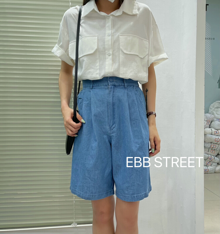 【BEE STREET】韓版百搭寬鬆五分牛仔短褲  YS1-2387#  LWY