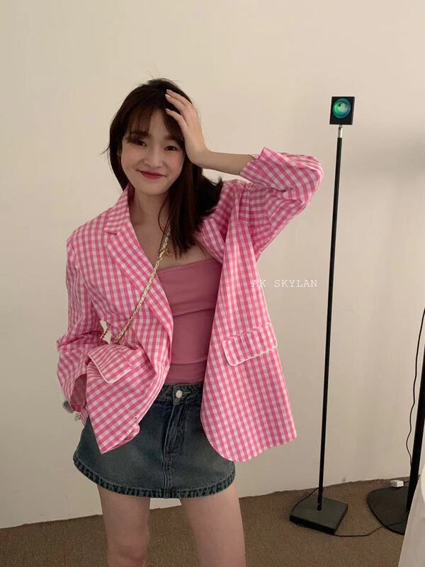 [A.K skylan] Plaid fashion versatile short coat 82598# zxl