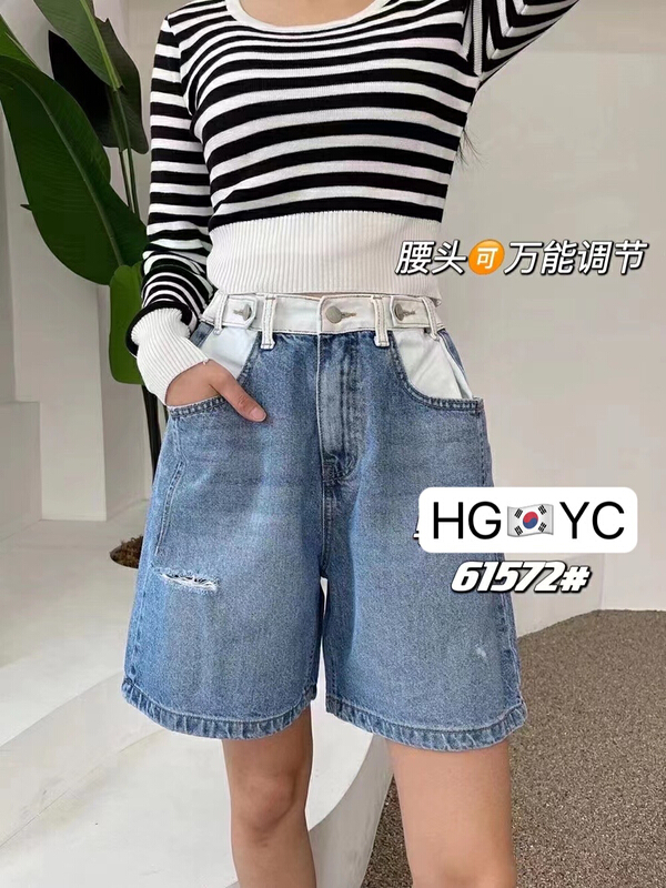 [hgyc fairy tale princess] versatile fashion contrast cut jeans shorts 61572# JJ