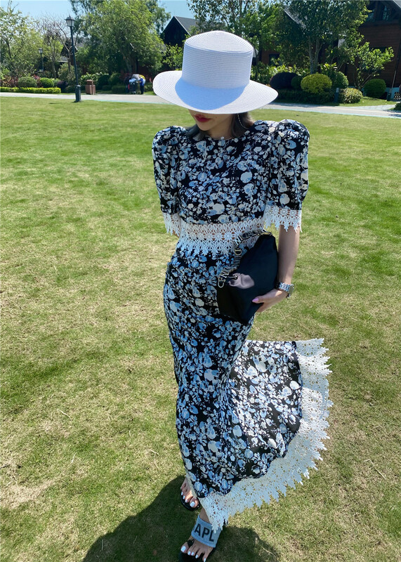 [yixuanru] fashion blouse + mid length skirt two piece suit 8301# ozq