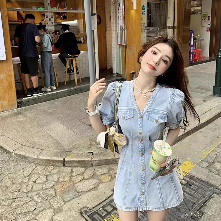 New in early summer! [Dandan] fashion slim denim dress 569# LSW