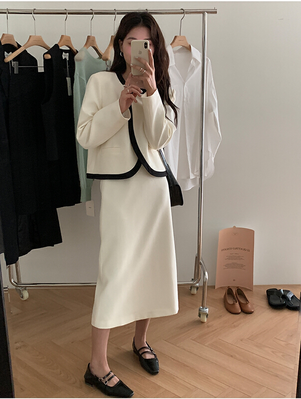 goods in stock! New year in early spring! [the mind] ins Korean style color contrast small fragrance short coat 60187# jhy