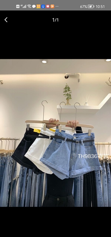 goods in stock! [T.H] Korean casual high waist simple and versatile denim shorts (with belt) 9836# LJF