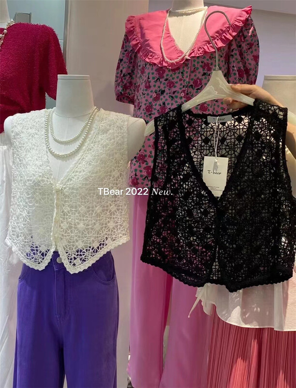 goods in stock! New in early summer! [t.bear] V-neck hollow out design short vest 28075# zxx