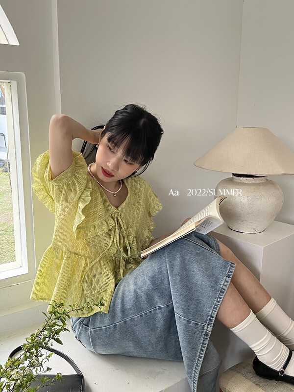 [AA studio] elegant Lantern Sleeve large lapel blouse (only selling blouses) 6073# WPL