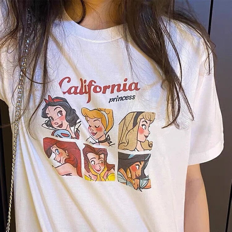 New in early summer! [Kiki studio] cartoon printed round neck short sleeve T-shirt 5721# hjy