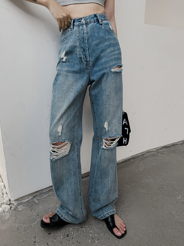 [6cm] Korean personalized loose cut jeans 608# XYJ